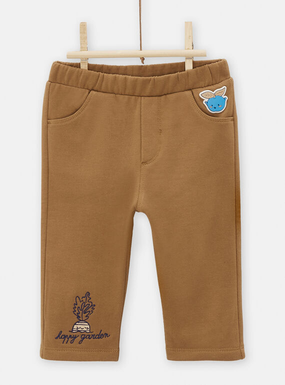 Pantalón de color caramelo con bordado para bebé niño TUDEPAN1 / 24SG10J2PANI821