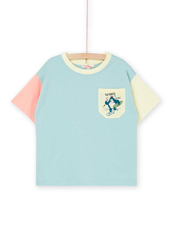 Camiseta de color azul aguamarina con mangas en contraste ROEXOTI5 / 23S902V5TMC204