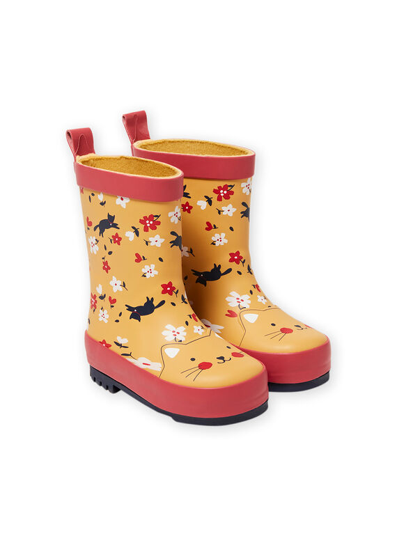 Botas de agua de color naranja con estampado floral para bebé niña MIPLUICHAT / 21XK3711D0C400