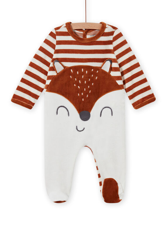 Pelele de terciopelo de rayas con estampado de zorro para bebé niño MEGAGRENAR / 21WH1494GRE001