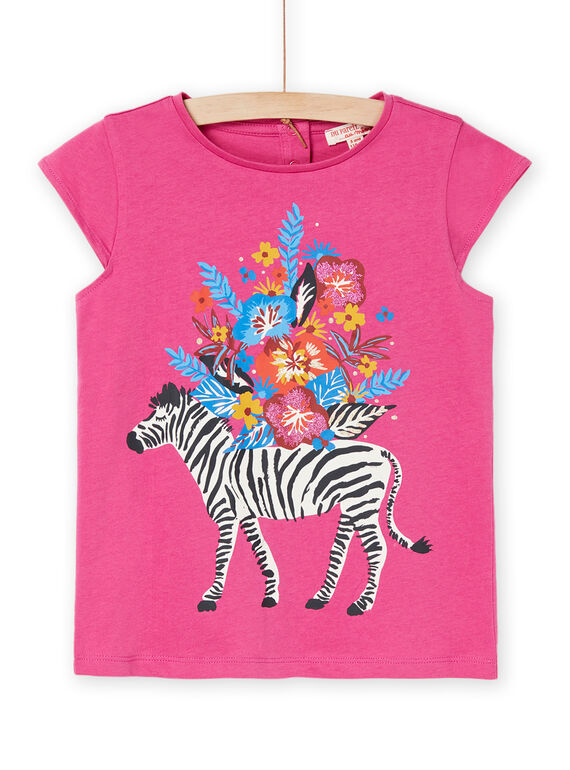 Camiseta de color granadina con estampado de cebra y flores RAJUNTI3 / 23S901U1TMCF507