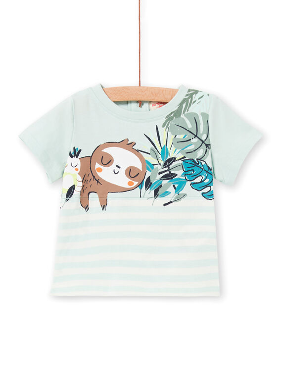 Camiseta de rayas de color verde agua y blanco, para bebé niño LUVERTI3 / 21SG10Q3TMCG632