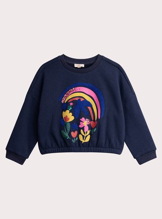 Sudadera marina forrada caliente y lentejuelas para niña  VAROSWEA / 24W901P1SWE070