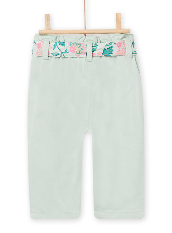 Pantalón verde almendra y cinturón con estampado para bebé niña NIGAPAN / 22SG09O1PAN611