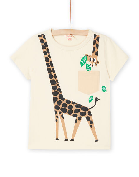 Camiseta crema con estampado de jirafa ROJUNTI5 / 23S902U5TMCA002