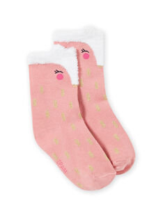 Calcetines de color rosa viejo con estampado de fantasía para niña MYASAUCHO / 21WI01P1SOQ303