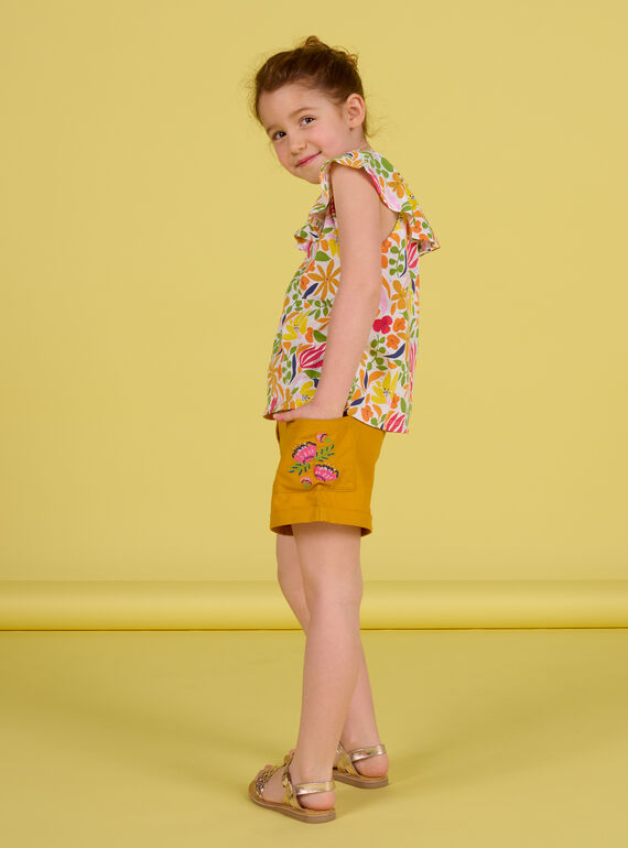 Short de color azafrán para niña NAHOSHORT1 / 22S901T2SHO109