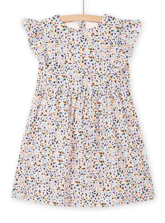 Vestido twill con estampado floral colorido y detalles avolantados para niña NAMOROB1 / 22S901N2ROBD327