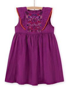 Vestido evasé bordado de color violín para niña MAPAROB2 / 21W901H2ROB712
