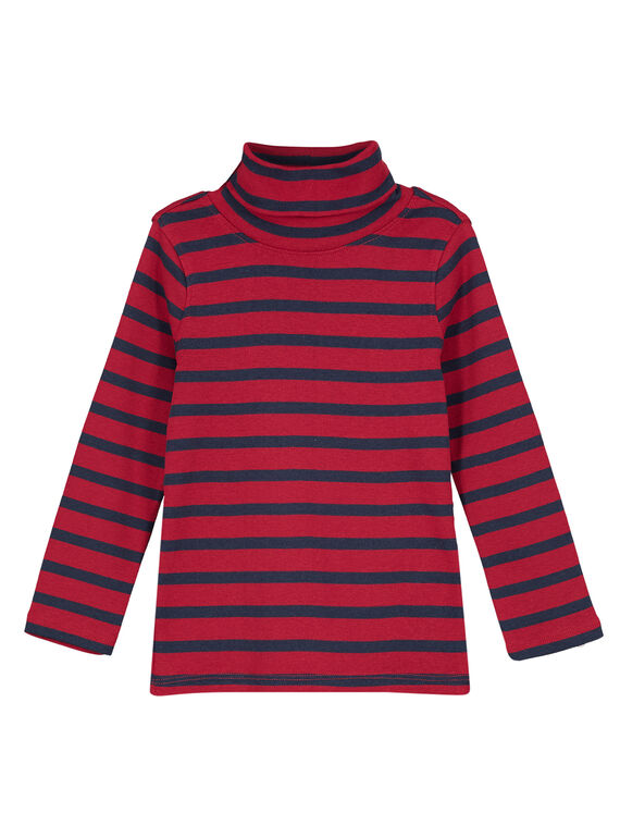 Jersey fino de canalé de color granate de rayas de color azul marino GOJOSOUP2 / 19W902L2D3B511