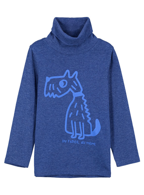 Jersey fino de canalé de color azul jaspeado GOTRISOUP / 19W902J1SPLC224