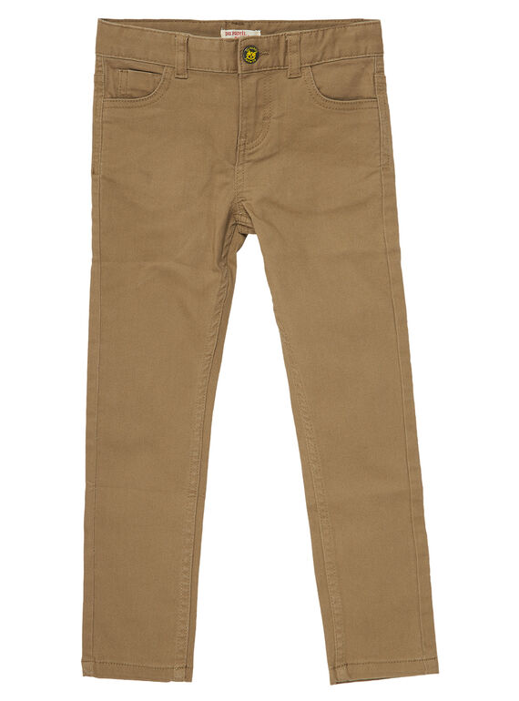 Pantalón slim de color tierra con bolsillo detrás de fantasía para niño JOTROPAN / 20S902F1PANI815