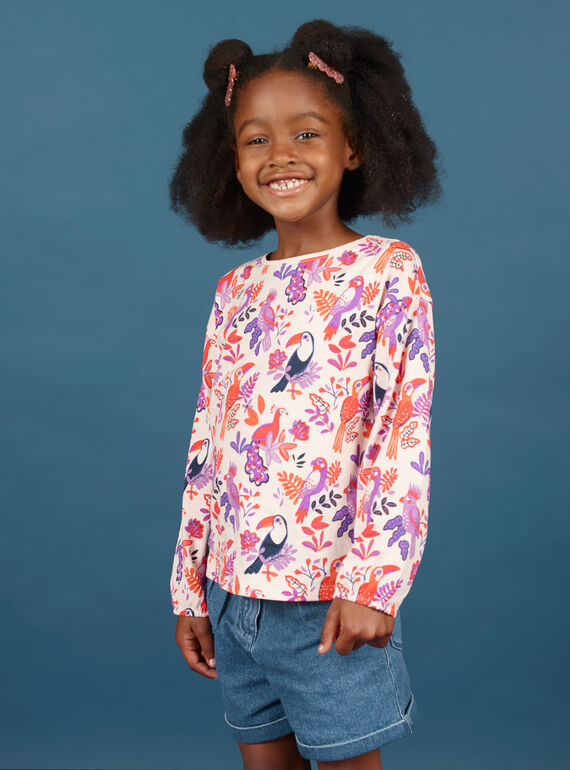 Camiseta de manga larga con estampado de pájaros de colores para niña MAPATEE / 21W901H1TMLD319