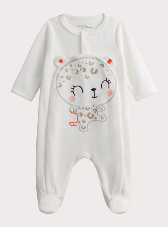 Pelele de terciopelo blanco con estampado de pantera WOU1GRE3 / 25SF0371GRE005
