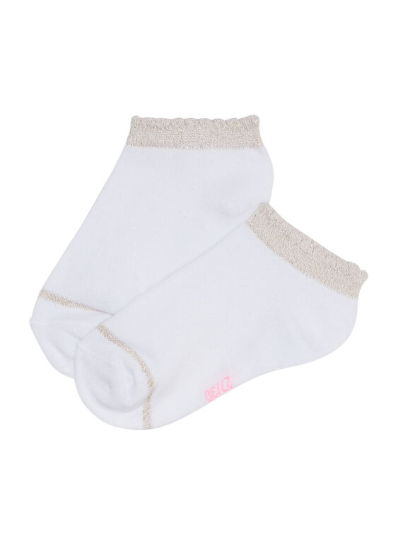 Calcetines de color blanco con reborde de lúrex para niña JYAESCHOS1 / 20SI0163SOQA001