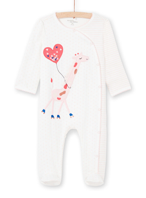 Pelele de color crudo con estampado de rayas y lunares para bebé niña MEFIGREGIR / 21WH1332GRE001