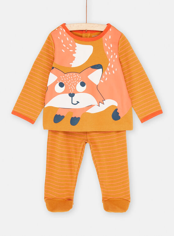 Pijama de color miel con estampado de zorro y rayas para niño SEGAPYJRE / 23WH1441PYJ107