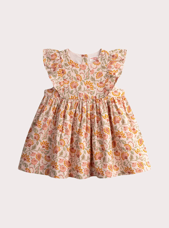 Vestido de bebé niña rosa pastel con estampado floral WILANROB1 / 25SG0943ROBD326