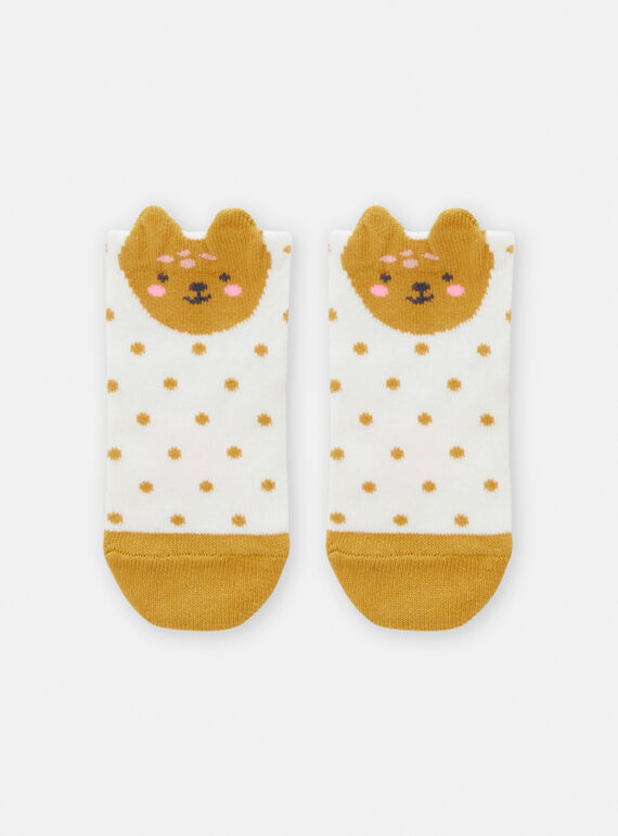 Calcetines de color crudo y mostaza con estampado de lunares para bebé niña TYIJOSOQ6 / 24SI0983SOQ001