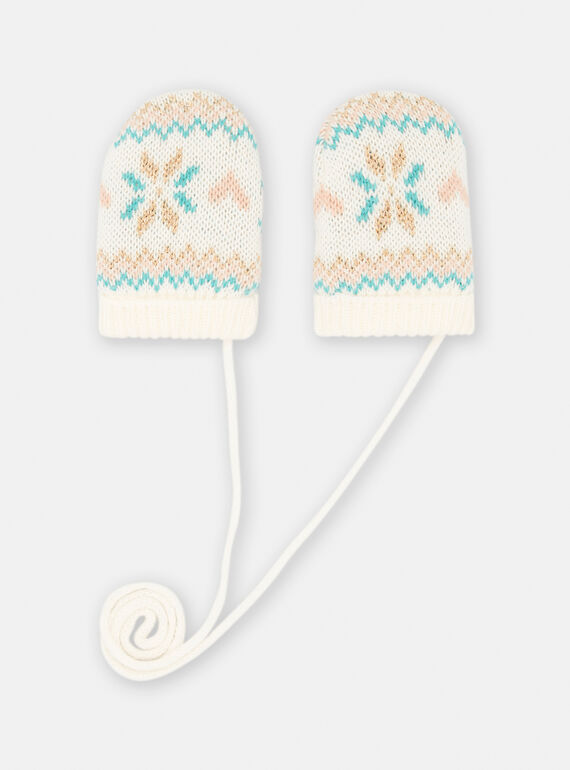 Manoplas de color crudo con estampado gráfico para bebé niña SYIJAGAN / 23WI09O2GAN001