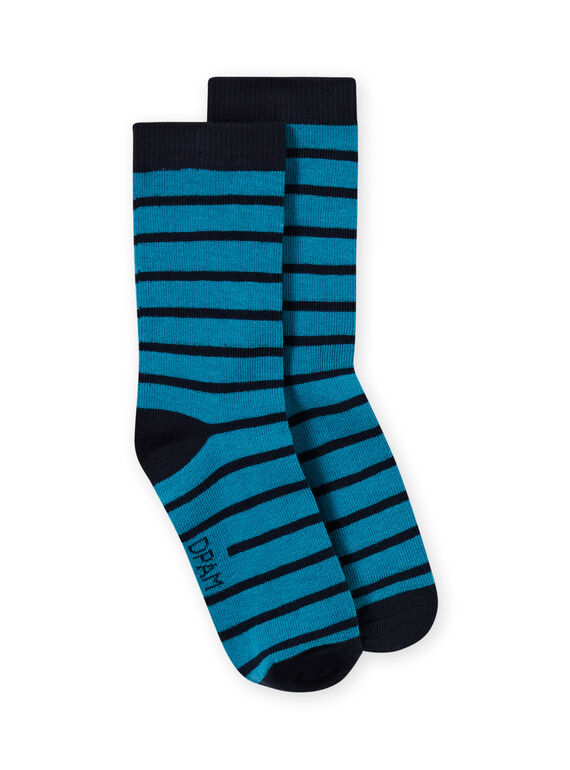 Calcetines de rayas de color azul marino y azul zafiro para niño MYOJOCHOR3 / 21WI0219SOQC211