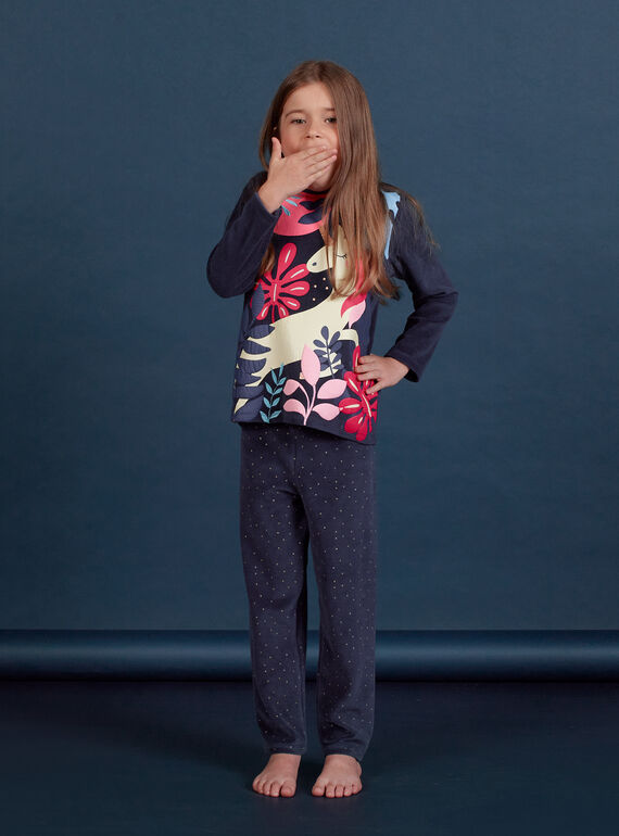 Pijama de terciopelo con estampado de unicornio fosforescente para niña MEFAPYJORN / 21WH1181PYJ070