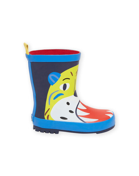Botas de agua azul marino con estampado de tigre para niño NOPLUITIGER / 22KK3662D0C070