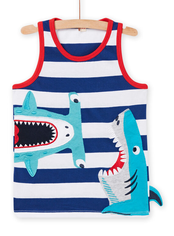 Camiseta de tirantes azul y blanco para niño NOFICDEB / 22S902U1DEBC207
