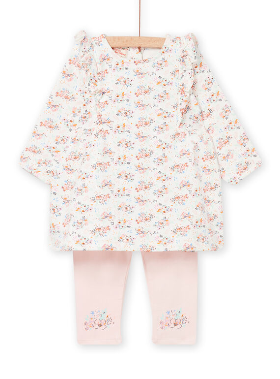 Conjunto crudo y rosa con estampado floral para bebé niña NIMOENS / 22SG09N1ENS001
