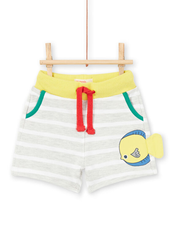 Bermudas de color gris jaspeado para bebé niño LUVIBER1 / 21SG10U1BER943