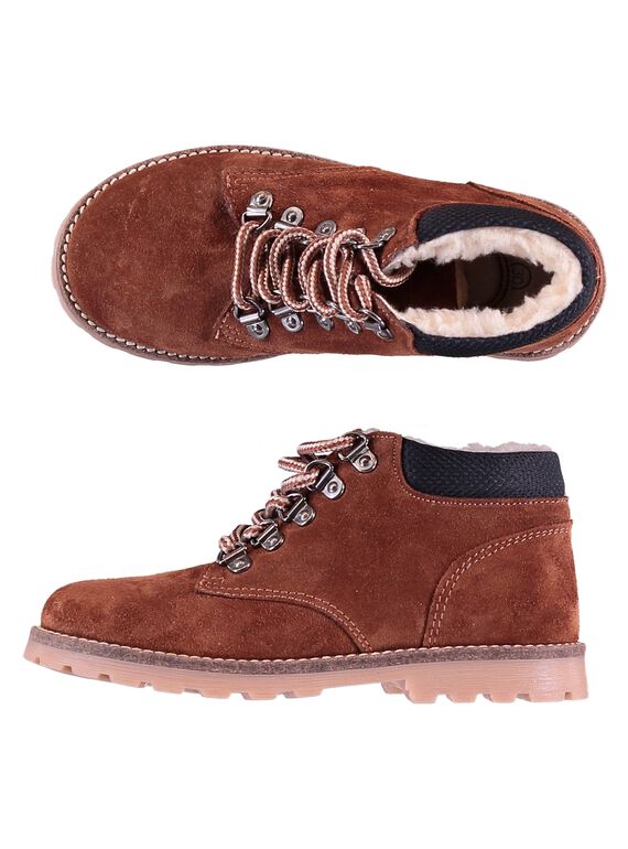 Botas de piel de serraje de color marrón para niño GGBOOTMONT / 19WK36X2D0D802