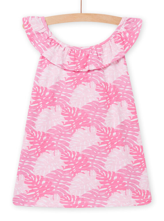 Camiseta de tirantes con estampado de hojas rosa para niña NAJODEB6 / 22S901C2DEB000
