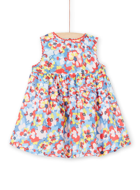 Vestido de color azul y rojo, con estampado floral, para bebé niña LICANROB2 / 21SG09M4ROB706