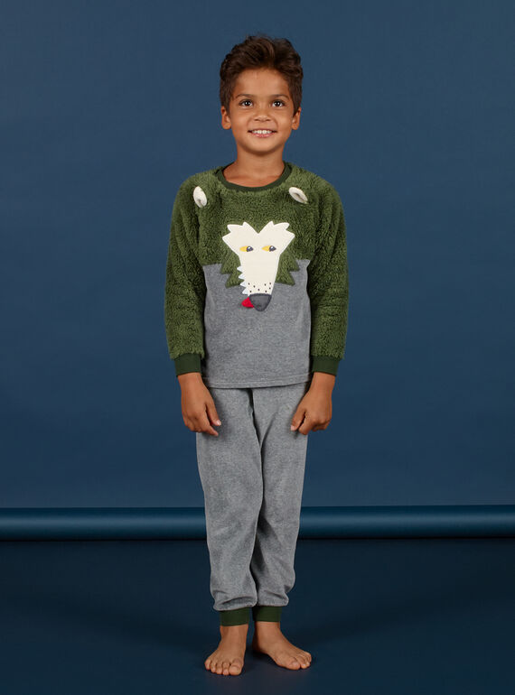 Pijama con estampado de lobo de soft boa para niño MEGOPYJBOA / 21WH1294PYJ628