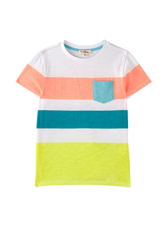 Camiseta de color blanco con rayas estampadas para niño JOQUATI2 / 20S902R5TMC000