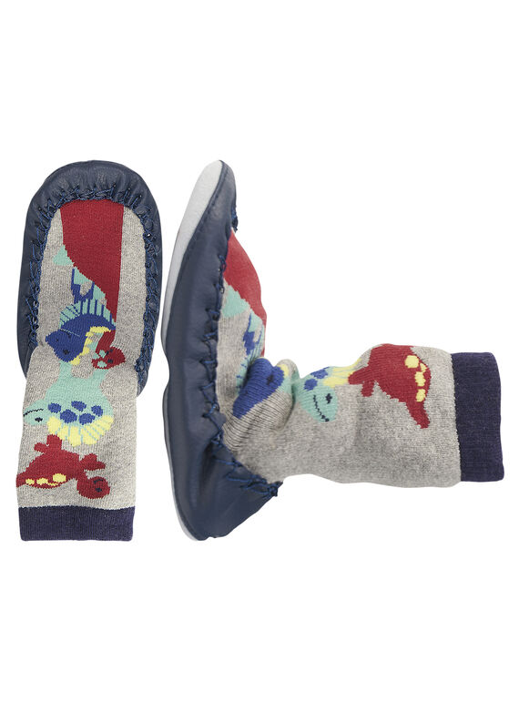 Patucos estilo calcetín de dinosaurios de color gris para bebé niño GBGCCDINO / 19WK38Z2D08943