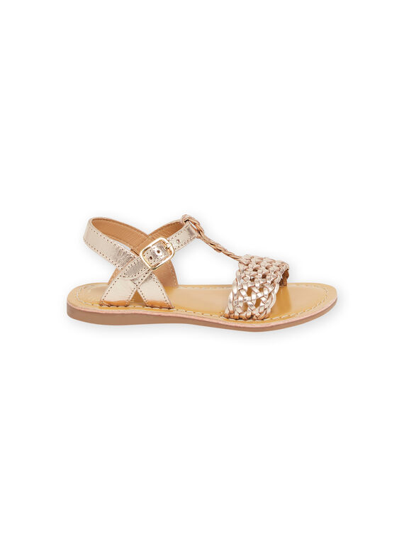 Sandalias doradas con efecto trenzado para niña NASANDALICIA / 22KK3541D0E954