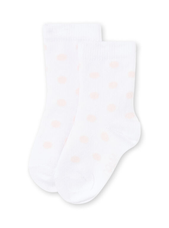 Calcetines blancos de lunares rosas para bebé niña MYIJOSOQ1 / 21WI091BSOQA001