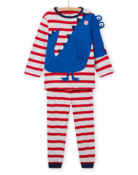 Pijama de color gris jaspeado y rojo fosforescentes para niño NEGOPYJDINO / 22SH12G7PYJJ920