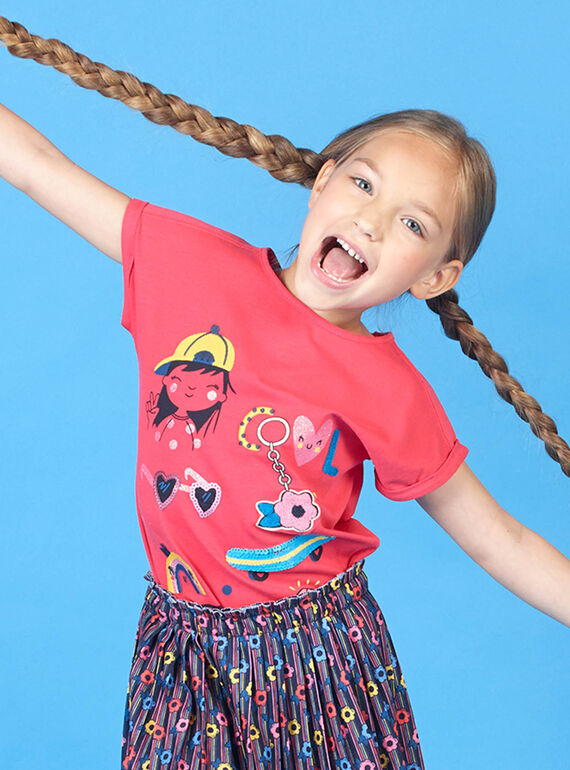 Camiseta de manga corta de color rojo para niña LAHATI1 / 21S901X1TMCF506
