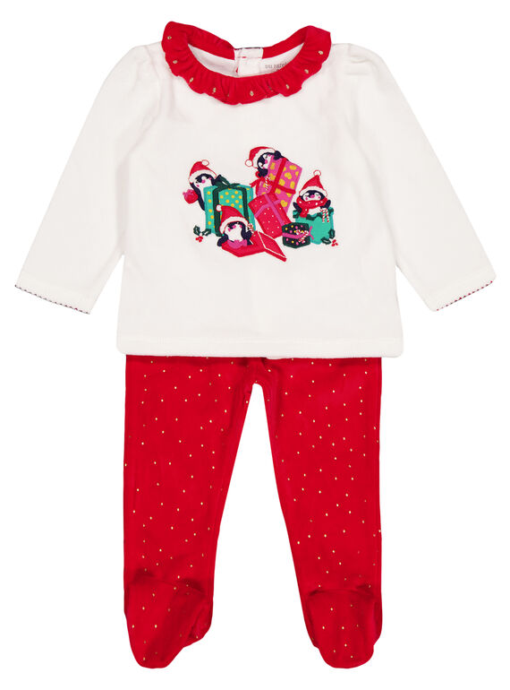 Pijama de Navidad de terciopelo para niña recién nacida GEFIPYJNOEL / 19WH13T1PYJ001