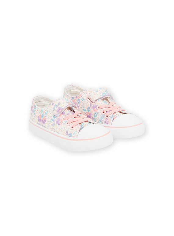 Zapatillas de color crudo de tela con estampado floral RATOILFESTI / 23KK3572D16001