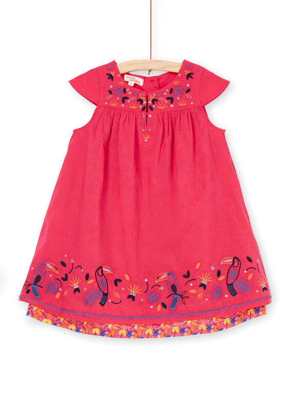 Vestido rosa con bordado de tucanes LANAUROB3 / 21S901P3ROBF507
