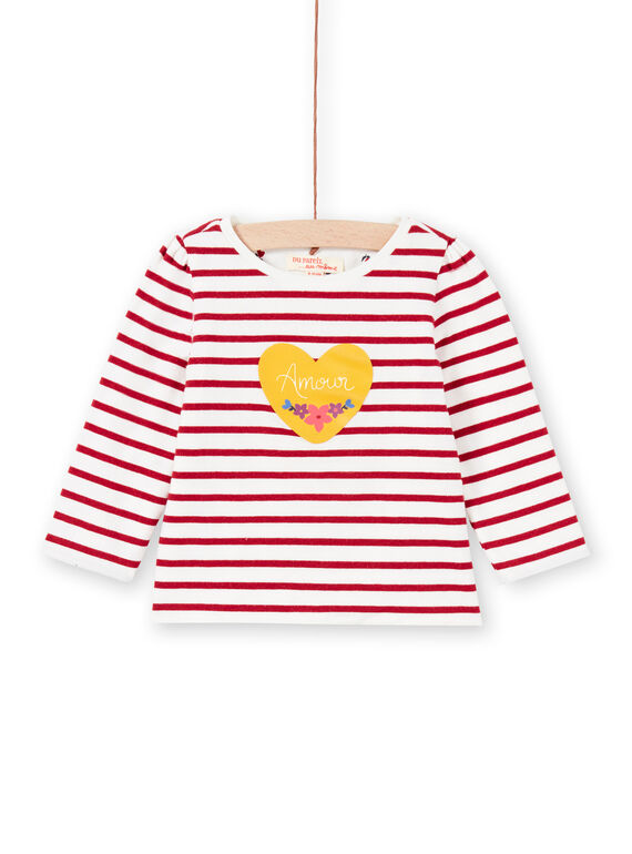 Camiseta reversible blanca y roja para bebé niña MIMIXTEE / 21WG09J1TML001