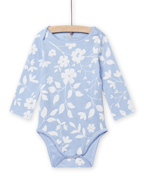 Body azul y blanco con estampado floral para bebé niña NEFIBODLIB / 22SH13I6BDLC218