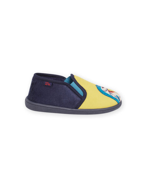 Zapatillas de casa amarillo y azul noche con estampado de dinosaurio para niño NOPANTDINO / 22KK3623D0B010