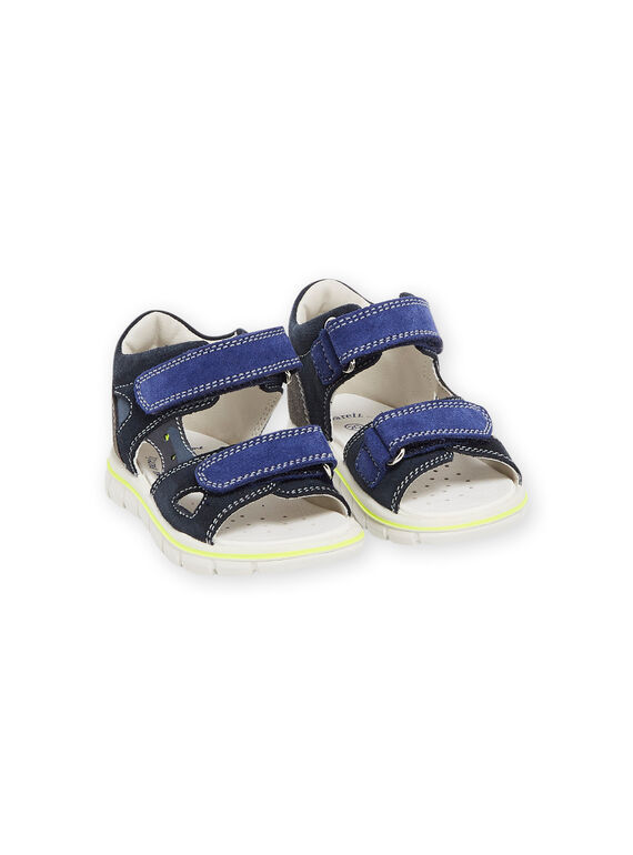 Sandalias de piel de serraje de color azul marino RUSANDSPORT / 23KK3862D0E070