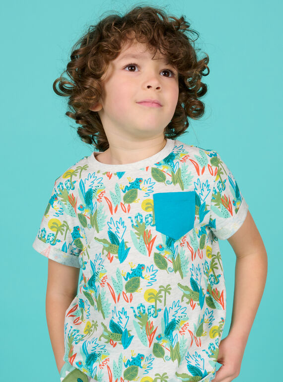 Camiseta de color gris jaspeado con estampado de fantasía para niño NOHOTI2 / 22S902T2TMCJ920