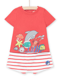 Conjunto de camiseta y short rojo, para bebé niño LUVIENS / 21SG10U1ENSF515
