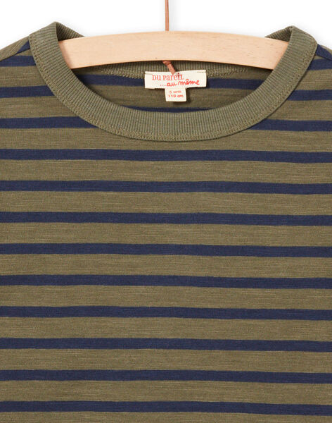 Camiseta de manga larga de rayas de color caqui y azul marino para niño MOJOTIRIB3 / 21W90225TMLG631